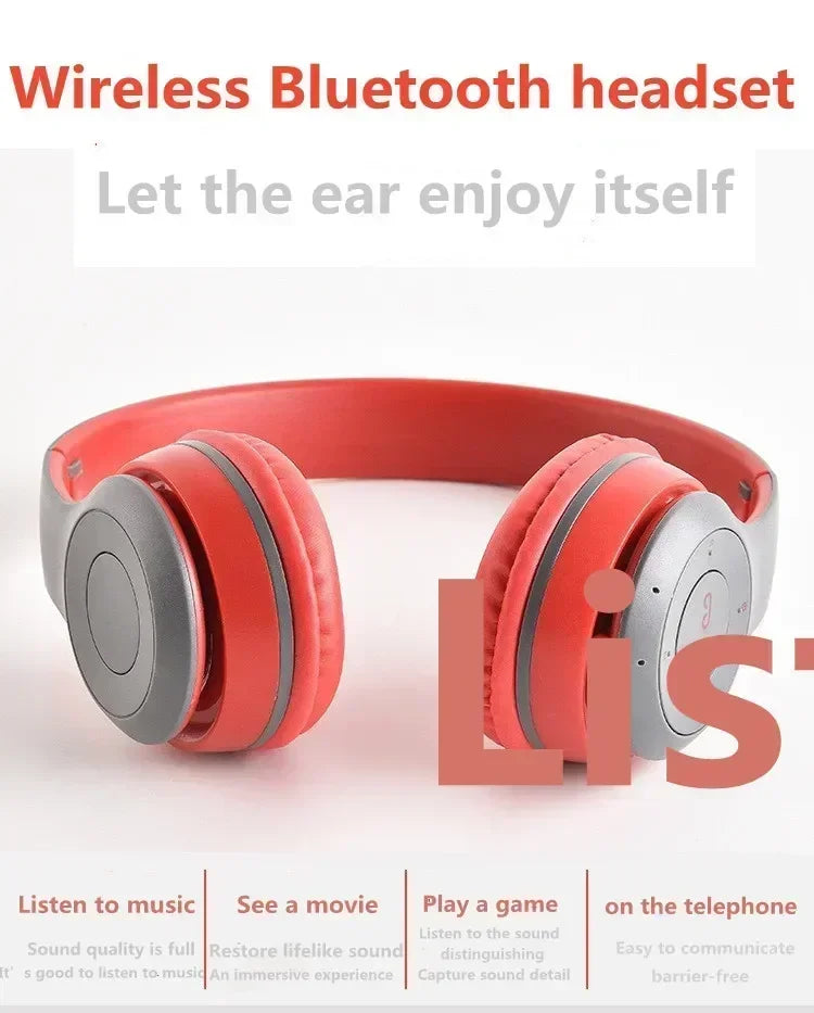 P47 Wireless Bluetooth Headphone With Mic Noise Cancelling Headsets Stereo Sound Earphones Sports Gaming Headphones Supports PC