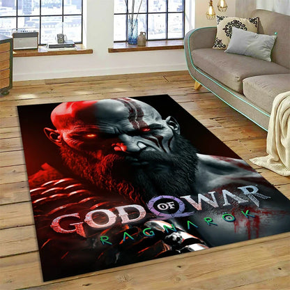 God of War Games Kratos Cartoon 3D Carpet Rug for Bedroom Living Room Home Sofa Decoration,Children Game Large Decor Floor Mat