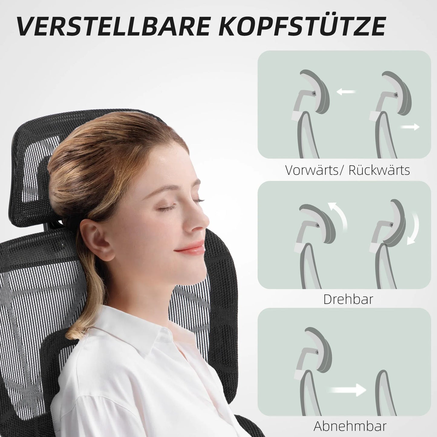 Ergonomic Office Chair with Armrest, Headrest, Lumbar Support, Adjustable Height, and Footrest.