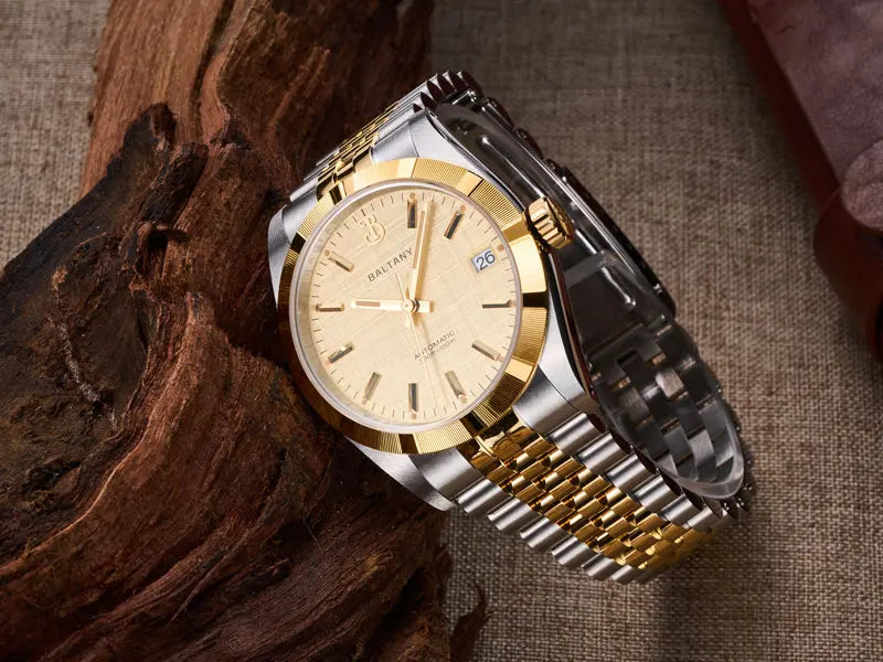 Baltany S4102 Business Men's Automatic Mechanical Wristwatch 36mm Linen Dial Engine Turned Bezel NH35 Luxury Dress Watch