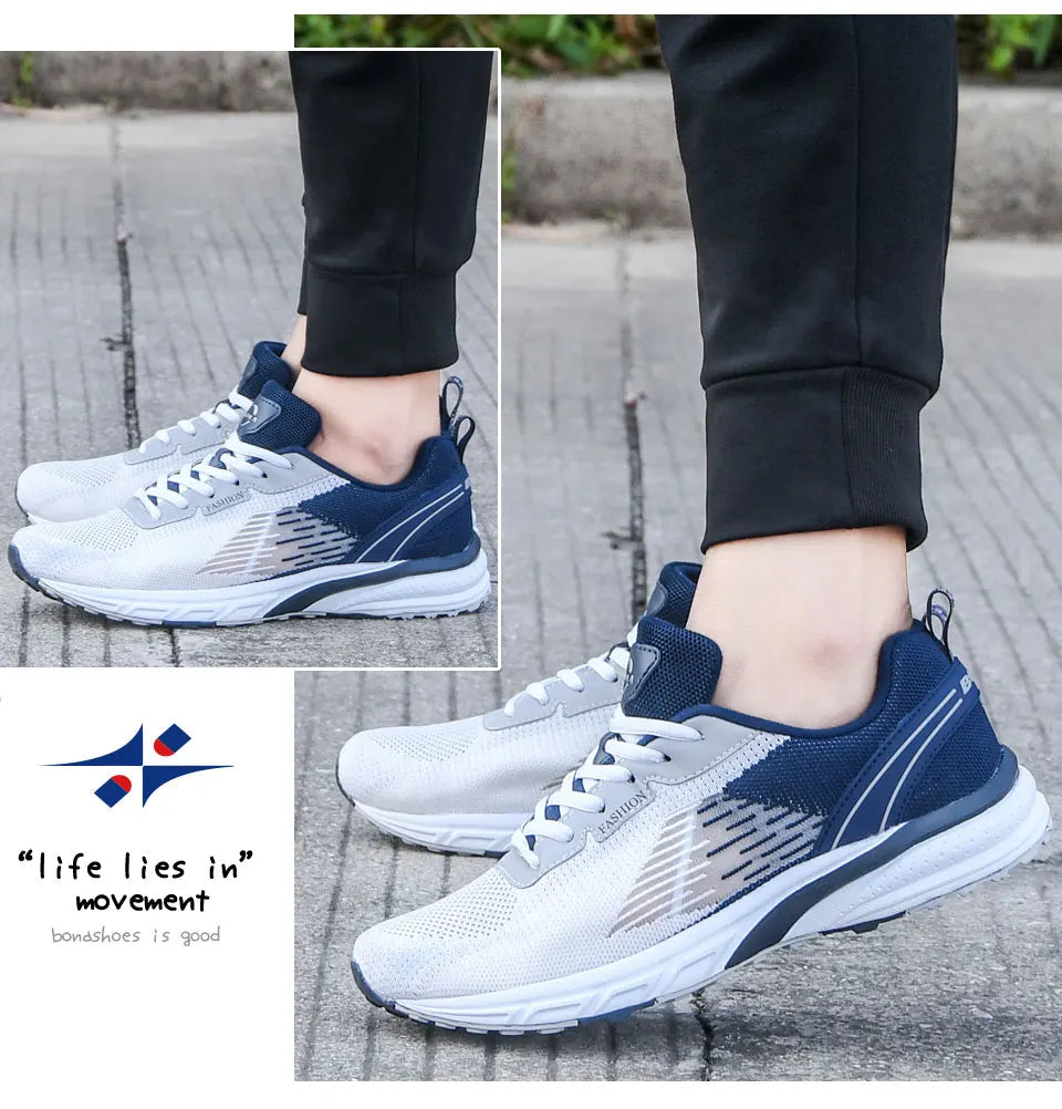 BONA New Popular Style Men's Running Mesh Weaving Upper Sport Shoes Ventilated Jogging Walking Sneakers Lace-Up