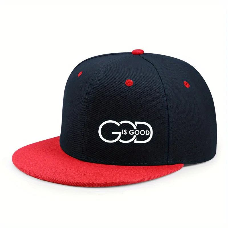 Unisex adjustable baseball cap street flat brim hat printed GOD IS GOOD casual headwear men and women fashion breathable outdoor