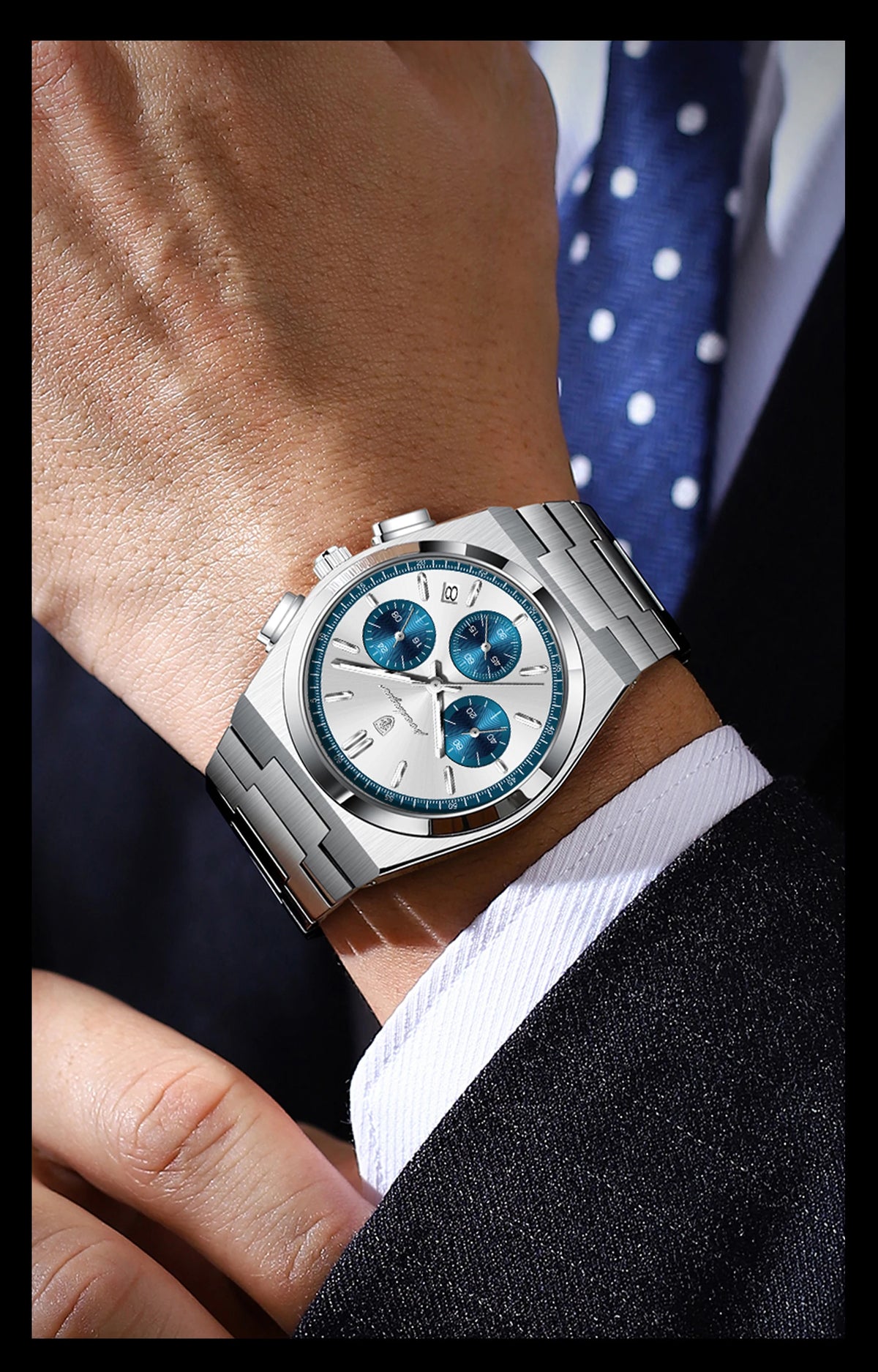 Pánské hodinky POEDAGAR – luxusní chronograf z nerezové oceli, s datem, vodotěsné a s luminiscenčními prvky – sportovní náramkové hodinky s quartzovým strojkem