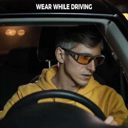 Night Driving Glasses For Men Women Fit Over Sunglasses Anti Glare Polarized HD Night Vision Glasses Windproof Outdoor Cycling