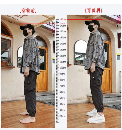 New Men's Sneakers Elevator Shoes Height Increasing Insole 6-10CM High Heels Leather Sport Shoes Men's Shoes