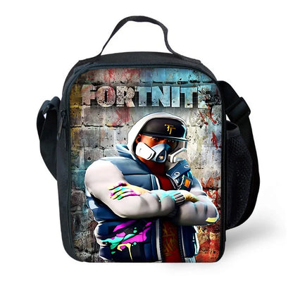 Mochilas Infantis com Design de Jogo Popular, Saco de Almoço e Estojo, Mochilas Escolares de Grande Capacidade para Alunos, Rapaz e Rapariga, Melhor Presente F-FortniteS