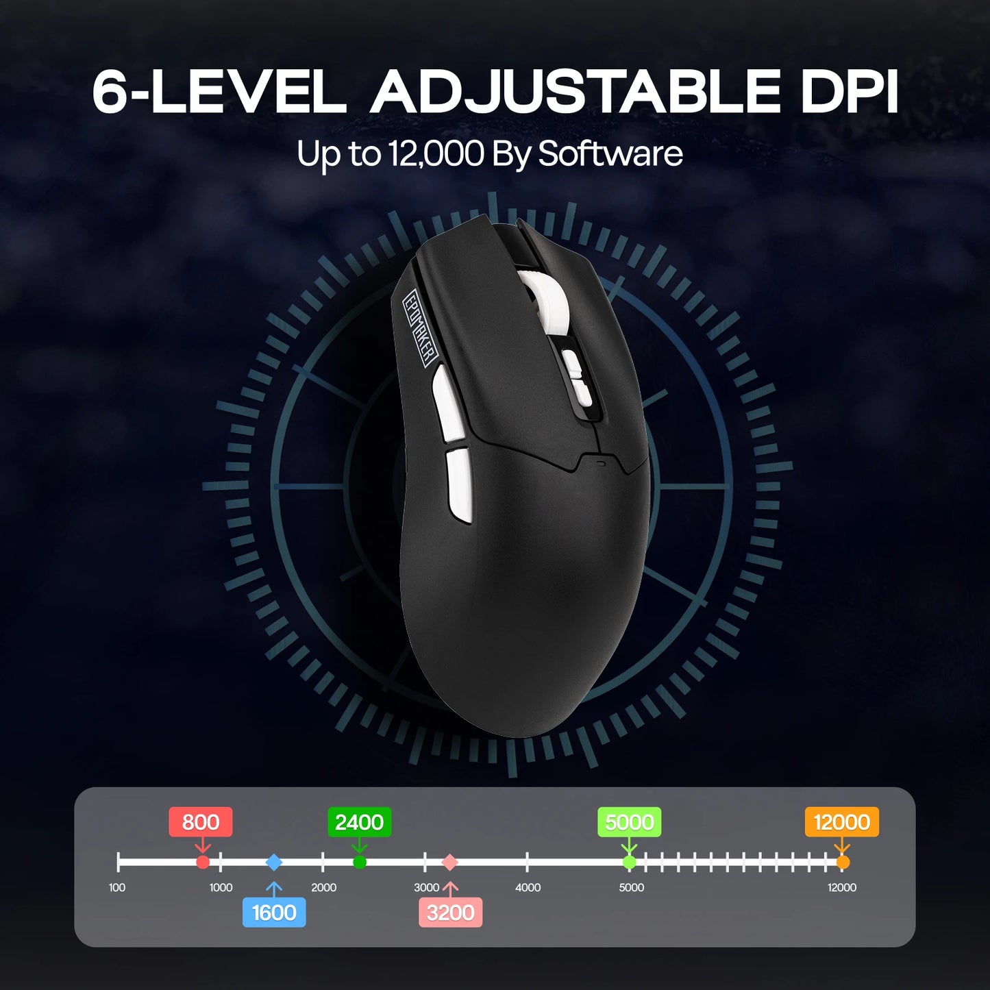 Rato Gaming sem Fios/BT/2.4GHz e com Fio EPOMAKER Click Lite, Sensor PAW3311, 800 a 24000 DPI, com Bateria de 500mAh para PC/Mac/Linux