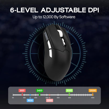 Rato Gaming sem Fios/BT/2.4GHz e com Fio EPOMAKER Click Lite, Sensor PAW3311, 800 a 24000 DPI, com Bateria de 500mAh para PC/Mac/Linux