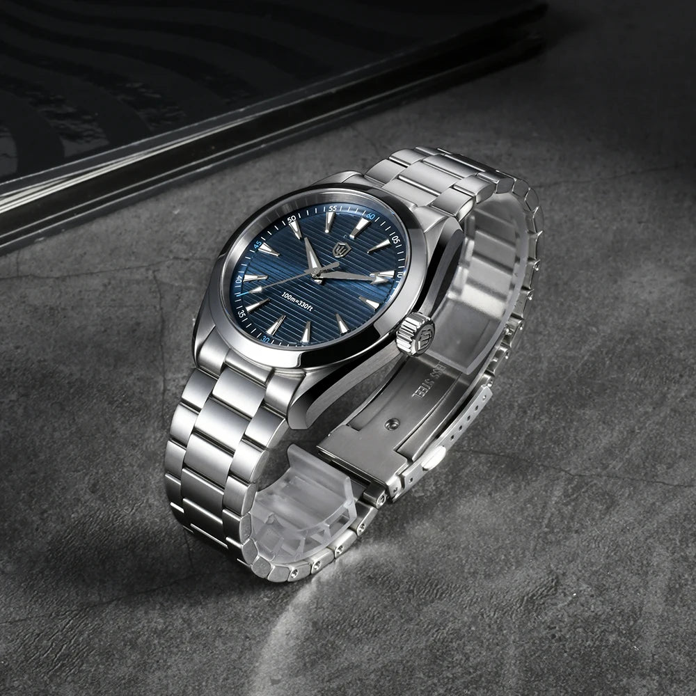 Ρολόι Watchdives WD0006, μηχανισμός VH31 με ομαλή κίνηση του δευτερολέπτου, κυρτό ζαφειρένιο κρύσταλλο, φωταυγές επίστρωμα BGW9, αδιάβροχο έως 10 bar, 38 mm, vintage στυλ