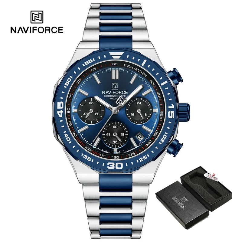 NAVIFORCE Men's Watches Quartz Fashion Business Classic Water Resistant Stainless Steel Strap WristWatch New Male Clock in 2024