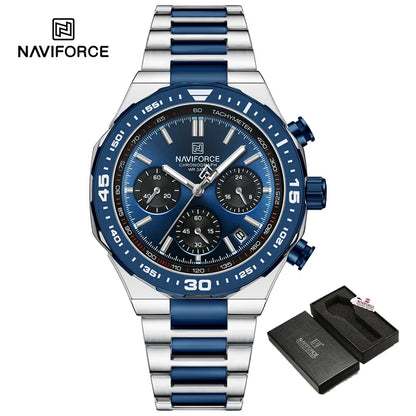 NAVIFORCE Men's Watches Quartz Fashion Business Classic Water Resistant Stainless Steel Strap WristWatch New Male Clock in 2024