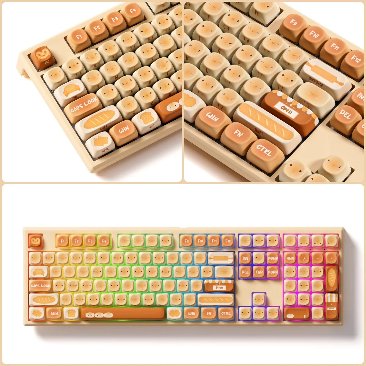Teclado mecánico inalámbrico Akko MonsGeek MG108B Bun Wonderland, perfil MOG, RGB, 108 teclas, tamaño completo, hot swap, USB / 2.4G / BT 5.0