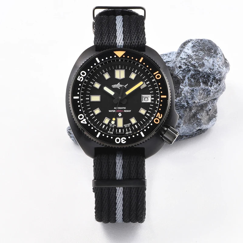 Heimdallr Men's watches 44mm PVD 6105 Diver Watch Japan NH35 Movement Automatic 200M Waterproof Ceramic Bezel Wristwatch