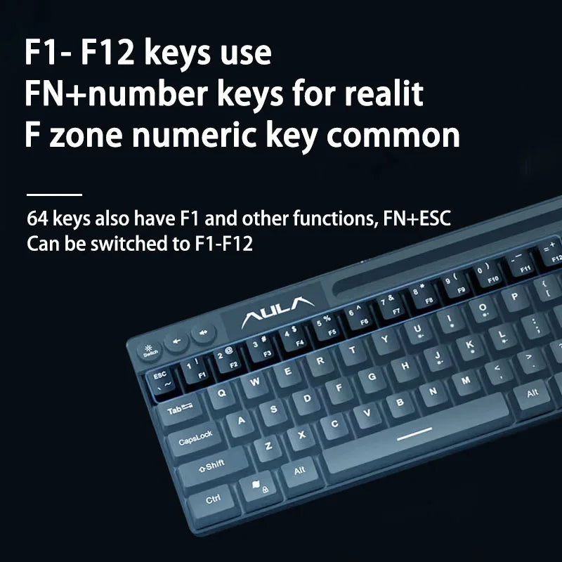 AULA F3061 Mechanical Touch Feel Keyboard 61 Keys Wired Mini Keyboard RGB Backlight Keyboard Desktop Laptop Game Keyboard