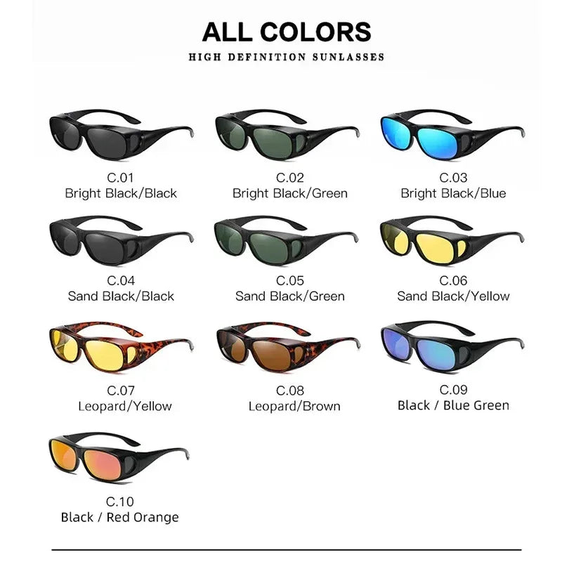 2025Polarized Sunglasses Fit Over Eye Glasses Driving Wrap Shield Goggles Fishing Glasses Sports Sunglasses Night Vision Glasses
