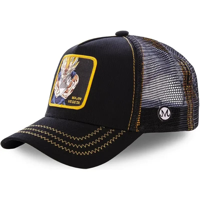 Boné de Basebol Dragon Ball Son Goku para Homem, com Bordado, Pala de Sol, Rede Trucker Ajustável, Estilo Hip-Hop para Viagens de Verão