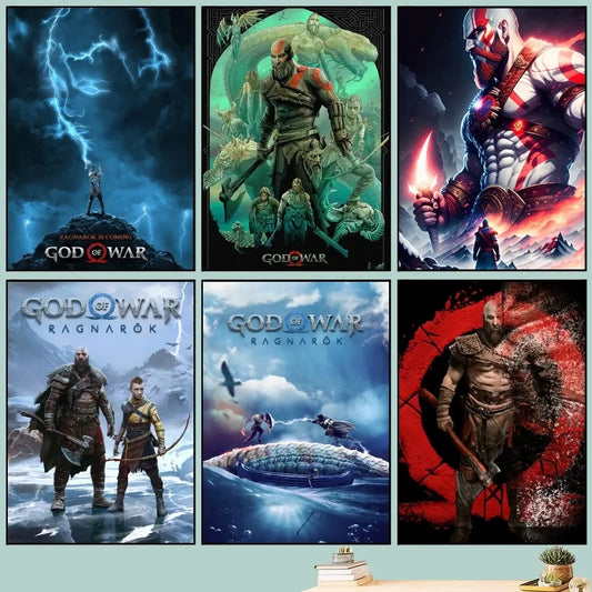 Game God Of War Poster DIY Vintage Movie Poster Wall Art Painting Study Stickers Small Szie Wall Painting