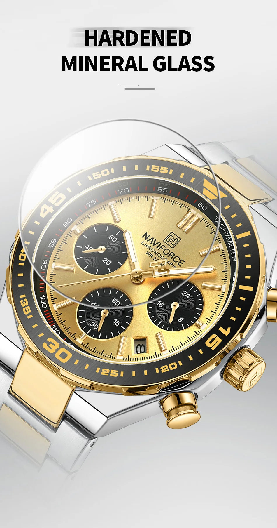 NAVIFORCE Men's Watches Quartz Fashion Business Classic Water Resistant Stainless Steel Strap WristWatch New Male Clock in 2024