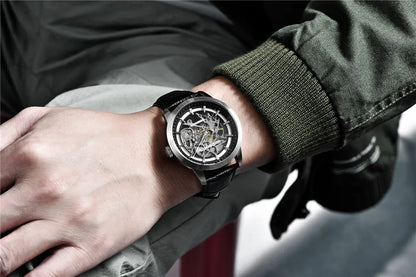 PAGANI DESIGN New Skeleton Men's Mechanical Watches Top Luxury Automatic Watch Men Blue Leather Waterproof Wrist watch Men