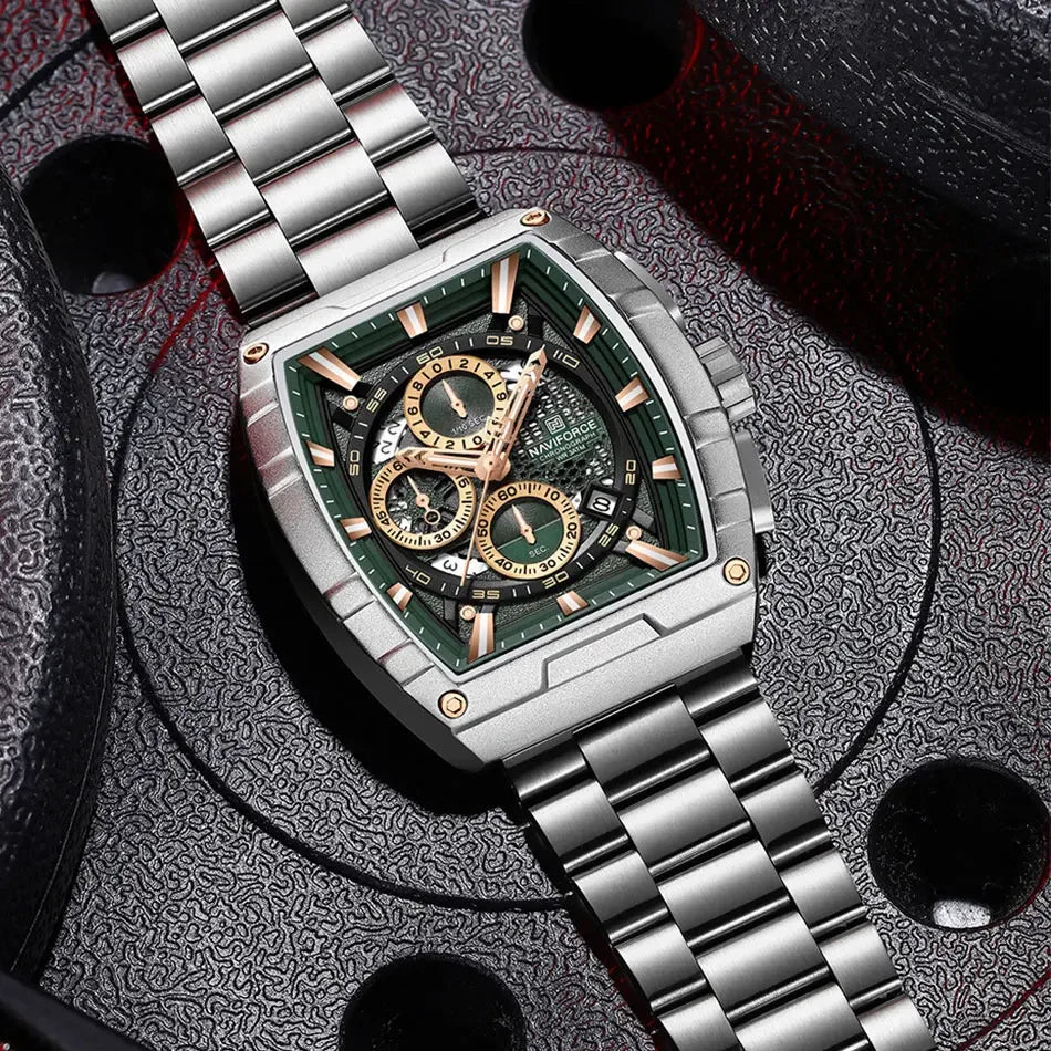 NAVIFORCE Top Brand Men's Watches Luxury Tonneau Quartz Wristwatch Waterproof Chronograph Watch for Men 2025 Auto Date Clock