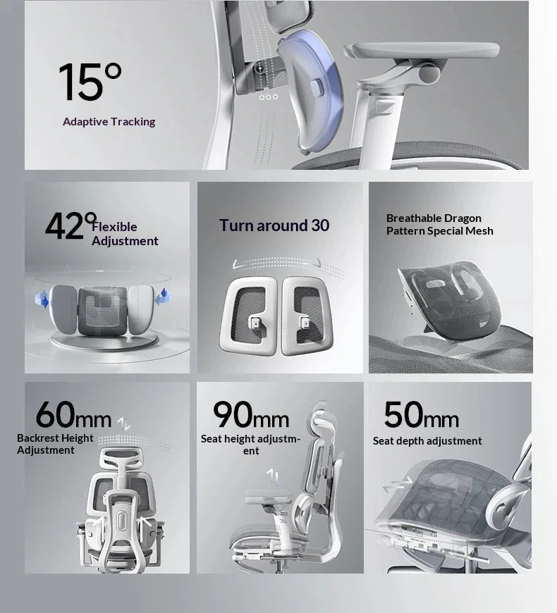 Sedia da ufficio in rete ergonomica executive per computer e gaming, arredo moderno girevole con ruote e regolabile, sedia gaming ergonomica