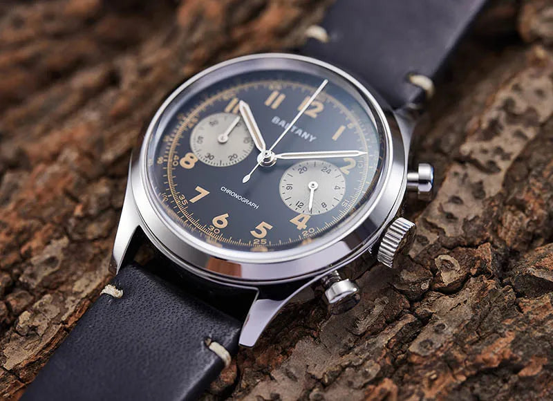 Baltany S5034 39mm Chronograph Watch Man Sapphire Crystal Panda Dial StainlessSteel Super Luminous Vintage Quartz Wristwatches
