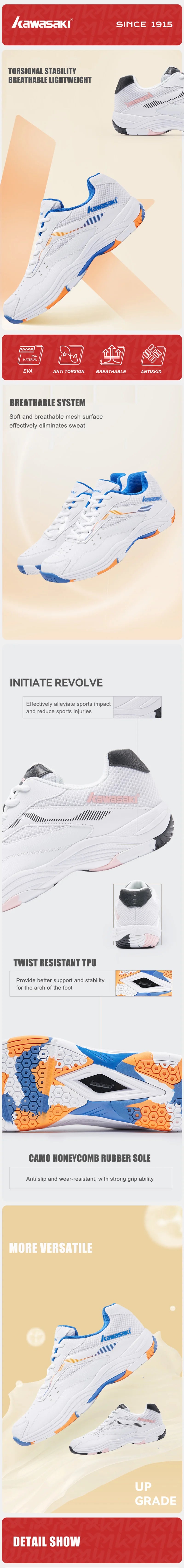 Kawasaki Men’s Badminton Shoes Professional Sports Shoes for Women Breathable Indoor Court Sneakers K-086