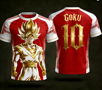 New Dragon Ball Z NO.10 Goku Anime Football Jersey 2026 Summer Plus Size Breathable Jersey Cosplay Short Sleeve T-shirt Y2k