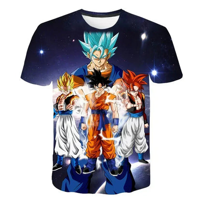 2024 New Fashion Dragon Ball 3D T-shirt Summer Short Sleeve O-Neck Goku Vegeta Men's Casual Shirt Boys'