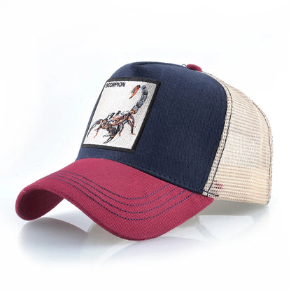 Unisex Trucker Cap With Embroidery Scorpion Patch Men's Baseball Cap Women Snapback Hip Hop Hat Outdoor Breathable Visor Hat