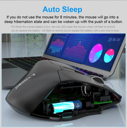 Rato sem fios E-YOOSO 2.4G PAW3212 4800 DPI, rato ergonómico para gaming e escritório, para notebook, PC, portátil e MacBook