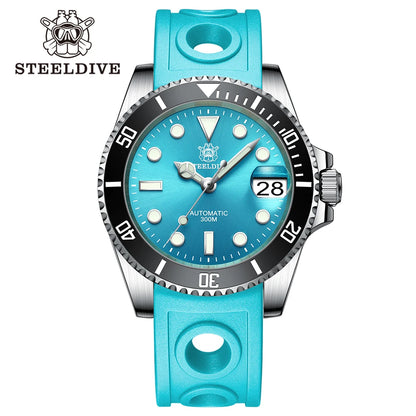 SD1953 STEELDIVE Brand Ceramic Bezel 41mm Steeldive 30ATM Water Resistant NH35 Automatic Mens Dive Watch  with Milled Clasp