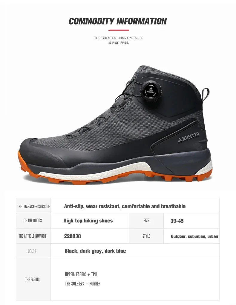 Zapatos de cuero HUMTTO para hombre, calzado deportivo de invierno para camping y actividades al aire libre, botas de trekking transpirables, zapatillas de senderismo antideslizantes para hombre
