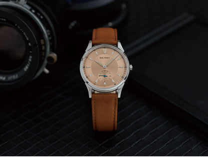 Baltany Men Automatic Watch 38.5mm Pilot Manual Winding Mechanical Wristwatch Sapphire 5ATM Small Second Dial ST1701 ST1700