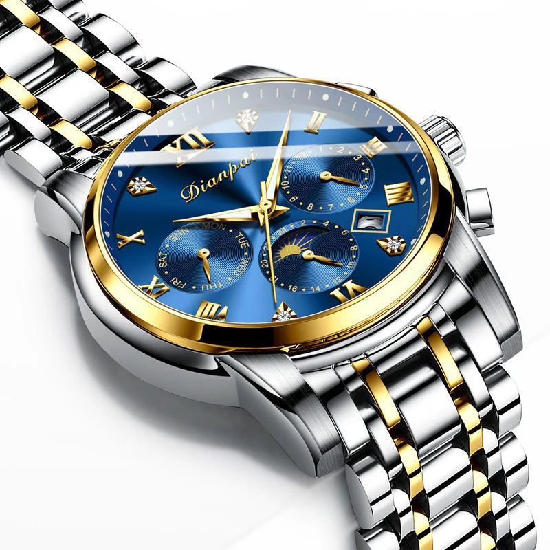 Reloj mecánico automático para hombre Dianpai: modelo de lujo, resistente al agua, multifunción, con pantalla luminiscente y diseño moderno.