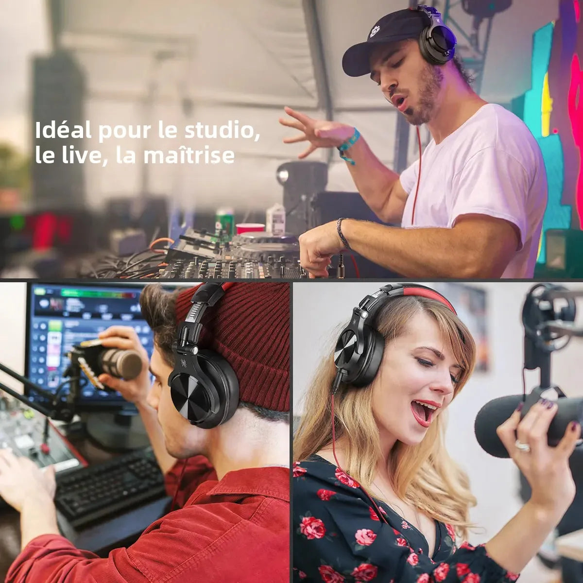 Auriculares OneOdio A71 con cable Over Ear HiFi Studio DJ con micrófono – Auriculares gaming de monitorización profesional con graves profundos