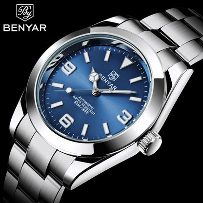 BENYAR 2025 Nuevo reloj mecánico automático para hombre, estilo business deportivo de lujo, relojes para hombre, resistente al agua 50M, Relogios Masculino