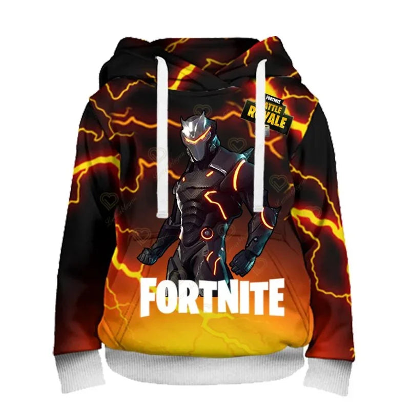 Sweatshirt Fortnite para Crianças Victory Royale 3D com Capuz Estampado para Homem, Mulher e Criança, Pullover Streetwear Gaming para Presentes de Aniversário