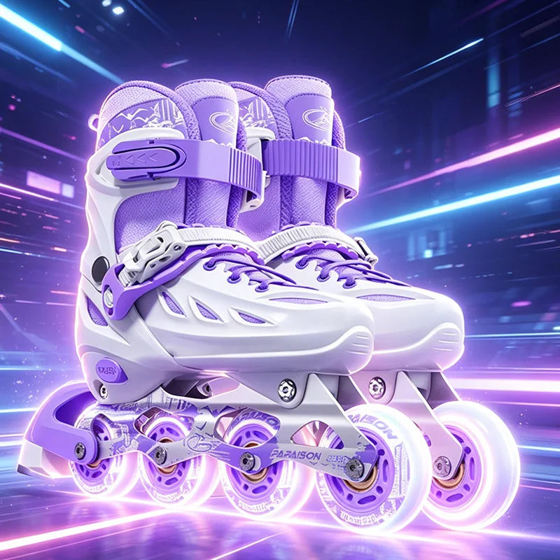 Inline Skates Boy Black Adjustable Size Pink Girl Children Sports Rollerblades High Speed New LED Light-Up Professional