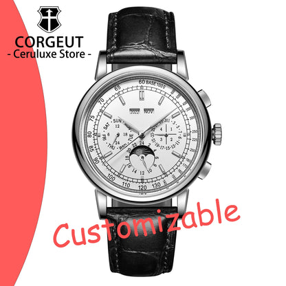 Custom Logo Diy Automatic Mechanical Watches For Man Business Multification Date Day Month Year 316L Mechanical Men's Watches