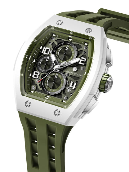 TSAR BOMBA Watch for Men Luxury Brand Tonneau Design Waterproof Clock Stainless Steel Wristwatch Fashion Rectangle Men's Watch