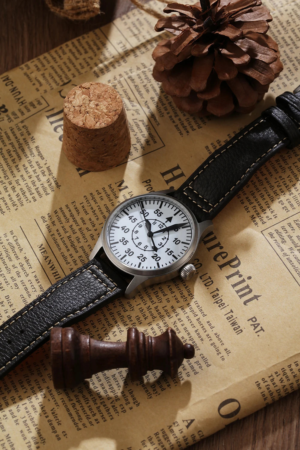 【Escapement Time】Relógio de Piloto com Movimento Automático, Mostrador Preto Tipo-B ou Tipo-A, Caixa de 40mm e Resistência à Água 100M