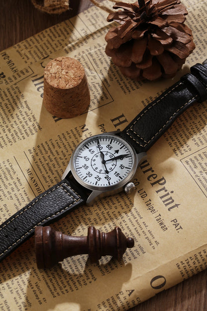 【Escapement Time】Relógio de Piloto com Movimento Automático, Mostrador Preto Tipo-B ou Tipo-A, Caixa de 40mm e Resistência à Água 100M