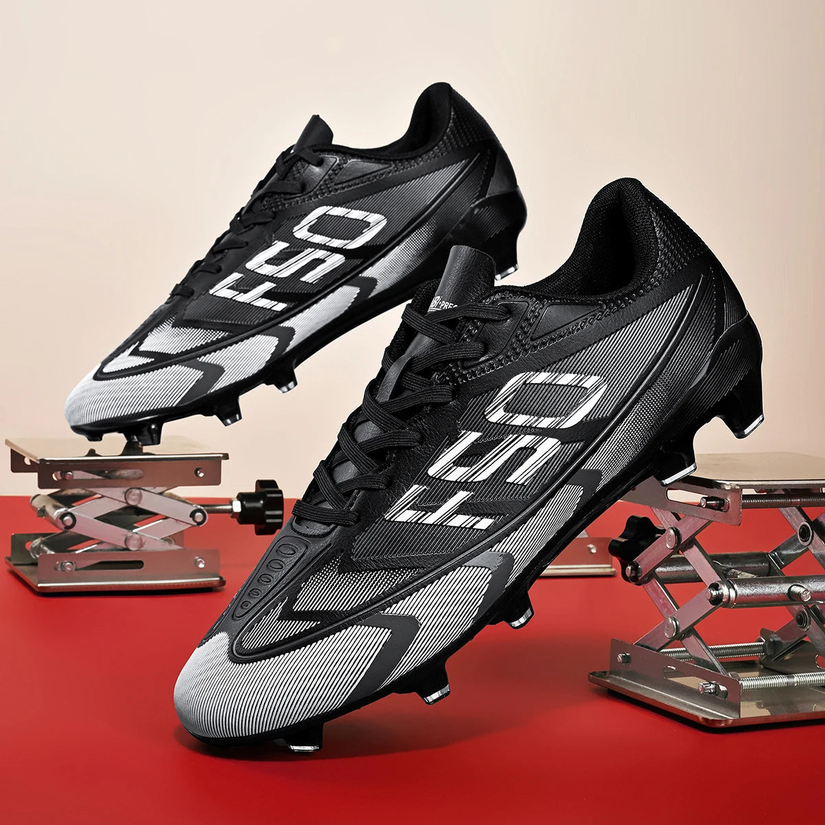 Lightweight AG/FG Soccer Cleats PU Fabric Sweat-Absorbent Upper TPU Non-slip Sole Durable Boys Girls Football Training