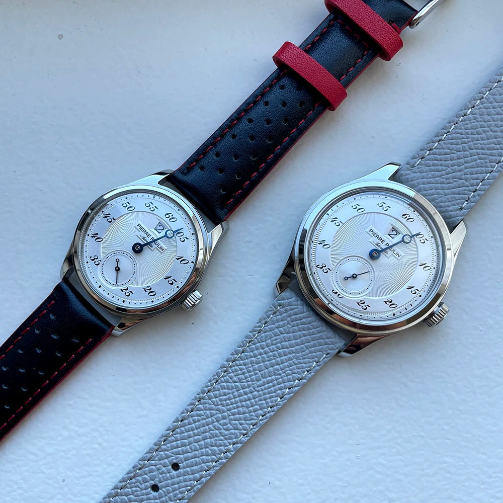 34mm NEW Pierre Paulin Jumping Hour Men Watch White Dial Automatic St17 Mechanical Watch Vintage Date Window relógios masculino