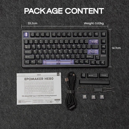 Tastiera meccanica magnetica EPOMAKER HE80 75% layout US QWERTY hot-swap Creamy Gasket cablata con effetto Hall, DKS SOCD per PC/Mac