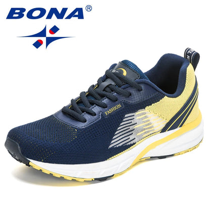 BONA New Popular Style Men's Running Mesh Weaving Upper Sport Shoes Ventilated Jogging Walking Sneakers Lace-Up