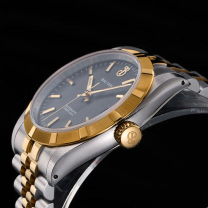 Baltany S4102 Business Men's Automatic Mechanical Wristwatch 36mm Linen Dial Engine Turned Bezel NH35 Luxury Dress Watch