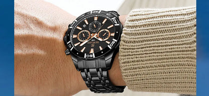 REWARD Mens Watches Waterproof  Luminous Quartz Wristwatch Business Stainless Steel Strap with gift box