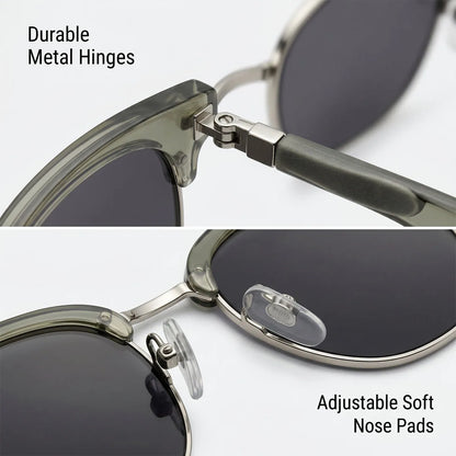 Polarized Sunglass Men Lenses Semi Rimless Vintage Retro Sunglasses Women Trendy Vacation Fashion Glasses Gafas De Sol Hombre